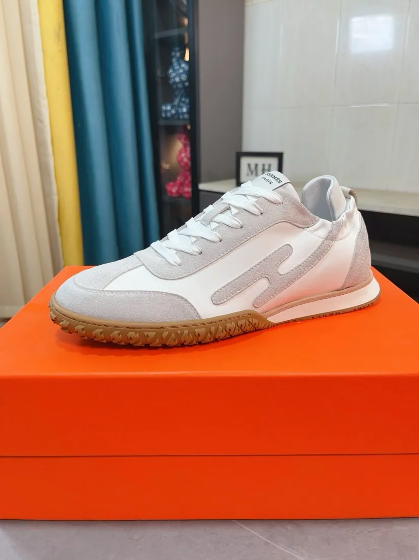 Men's shoes 💰480🌸🌸[HERMES] Hermès sneakers, the upper is made of calfskin and suede, imported materials, full of texture, the lightweight sole is decorated with contrasting patterns, creating a versatile fashion style. Size: 38-44, 45 customized